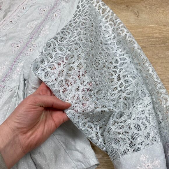 NWT Free People Boogie All Night Blouse Size L Color Blue - Picture 4 of 7